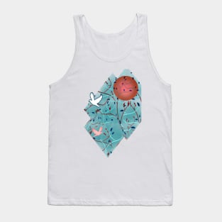 Art Nouveau Moon and Doves (Bronze and Blue) Tank Top